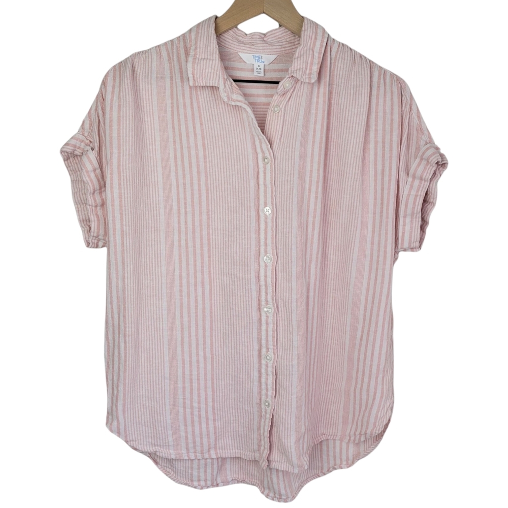 Oversized Linen Blend Dolman Button Down Shirt Womens Small